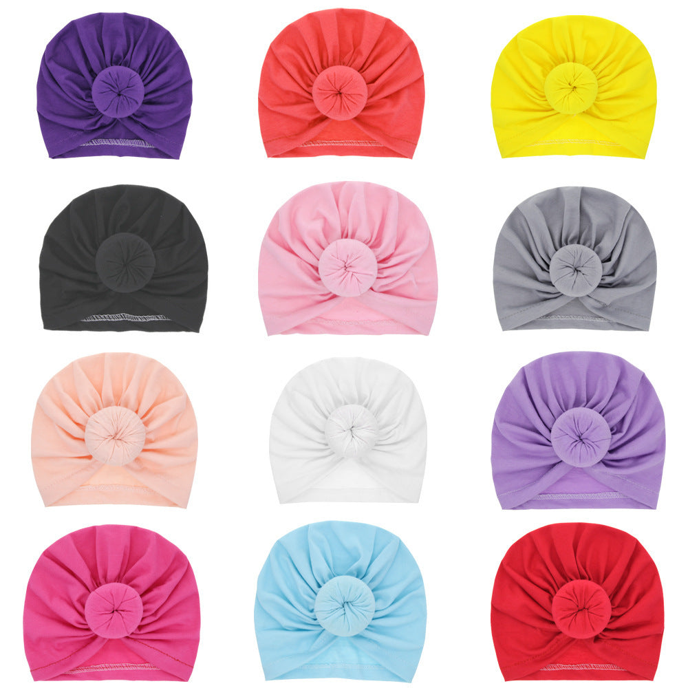 Children's Brimless Hat Born Circle Headcloth Solid Kids' Headwear