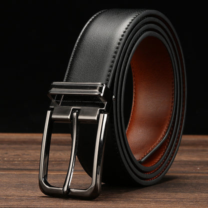 Men's Clipped Button Leather Business Pin Buckle Belts