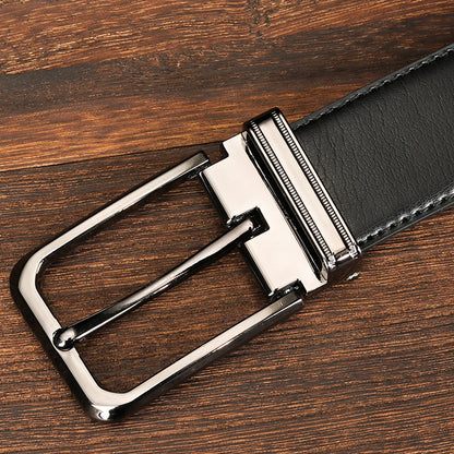 Men's Clipped Button Leather Business Pin Buckle Belts