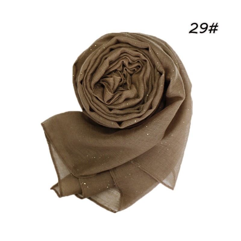 Women's Gilding Voile Monochrome Gold Sprinkling Scarfs