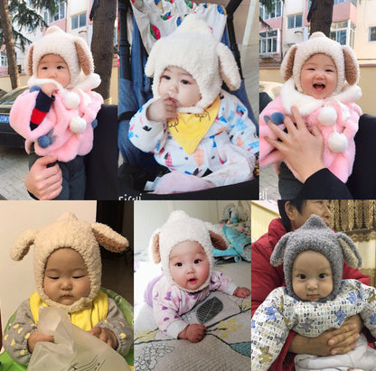 Winter Cartoon Knitted Plush Thickened Rabbit Kids' Headwear