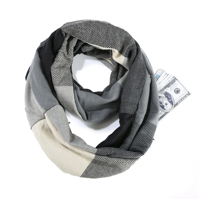 Pocket Unlimited Invisible Zipper Storage Travel Scarfs