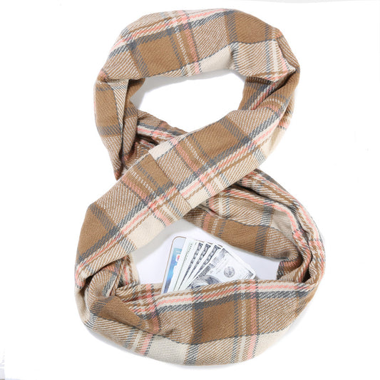 Pocket Unlimited Invisible Zipper Storage Travel Scarfs