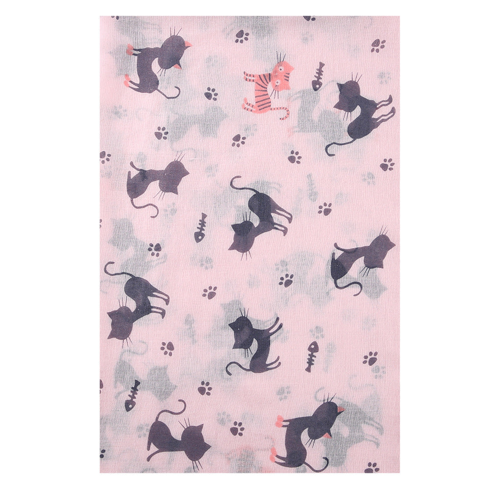 Cat Footprints Printed Pattern Outdoor Leisure Scarfs