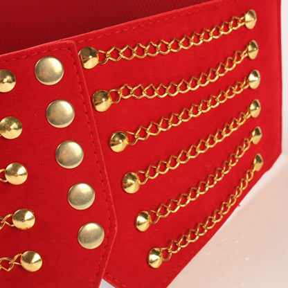 Women's Fashion Punk Extra Wide Chain Rivets Belts