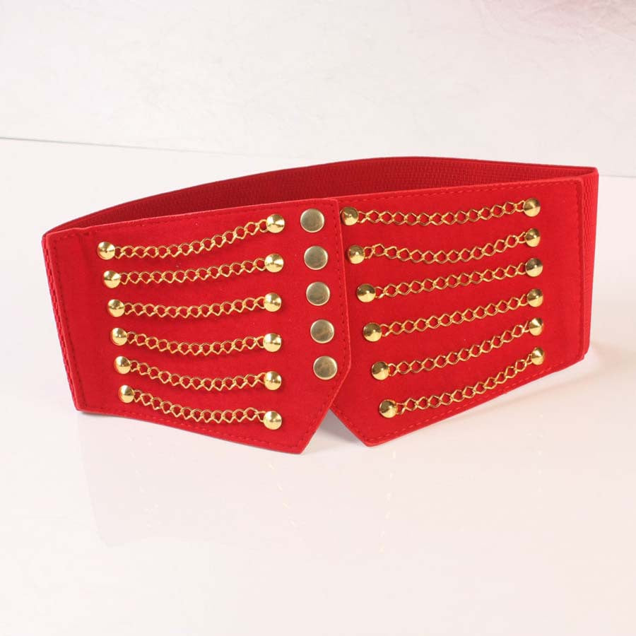 Women's Fashion Punk Extra Wide Chain Rivets Belts