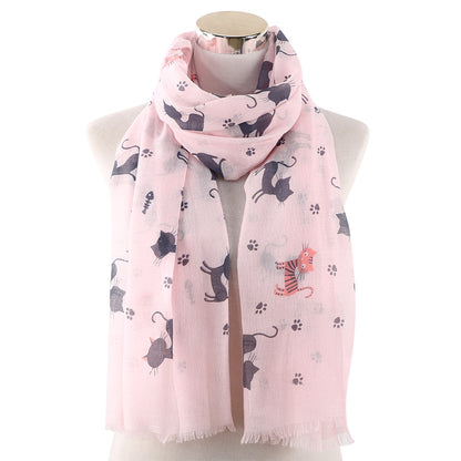 Cat Footprints Printed Pattern Outdoor Leisure Scarfs