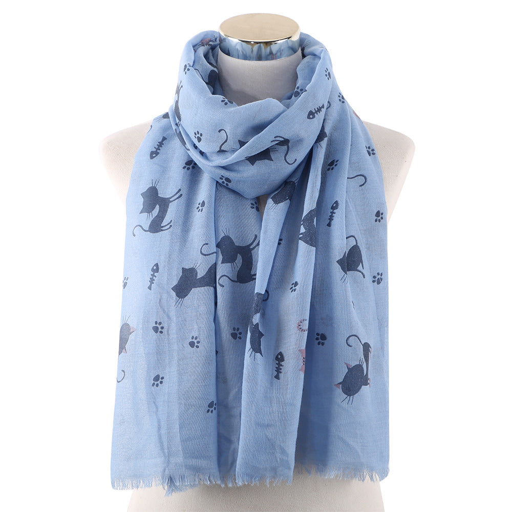 Cat Footprints Printed Pattern Outdoor Leisure Scarfs