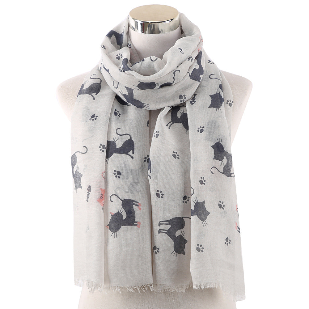 Cat Footprints Printed Pattern Outdoor Leisure Scarfs