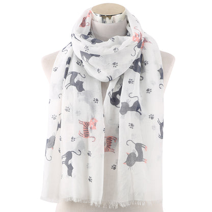 Cat Footprints Printed Pattern Outdoor Leisure Scarfs