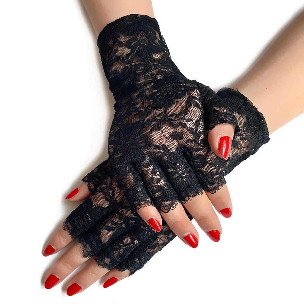 Women's Half Finger Sun Protection Short Prom Gloves