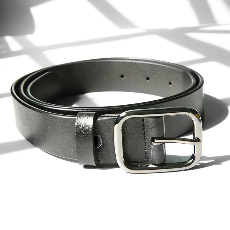 Women's Cowhide Simple Zinc Alloy Policy Buckle Belts