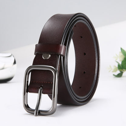 Women's Cowhide Simple Zinc Alloy Policy Buckle Belts