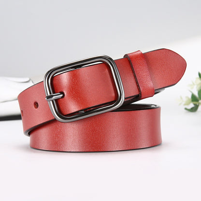 Women's Cowhide Simple Zinc Alloy Policy Buckle Belts