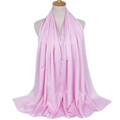 Women's Popular Curling Solid Color Satin Silk Monochrome Scarfs