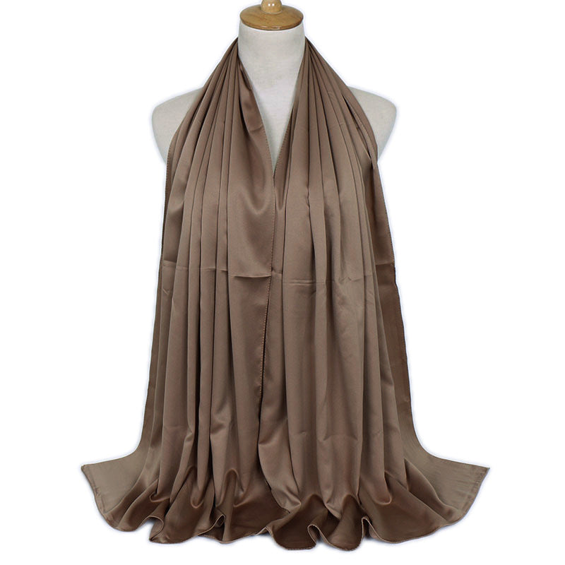 Women's Popular Curling Solid Color Satin Silk Monochrome Scarfs