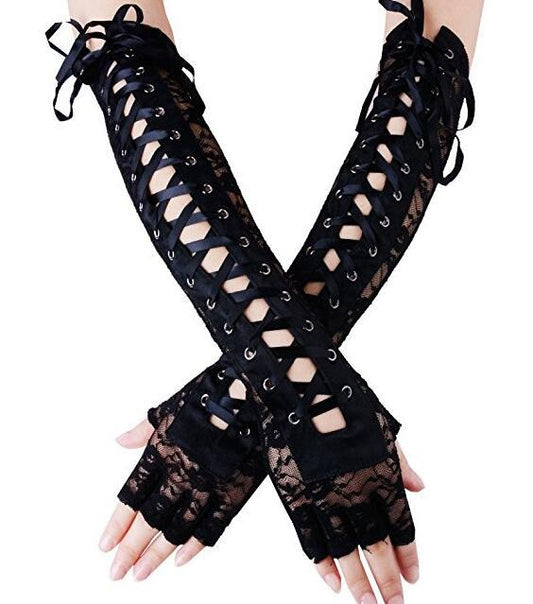 Lace Bandage Clinch Wedding Prom Half Gloves