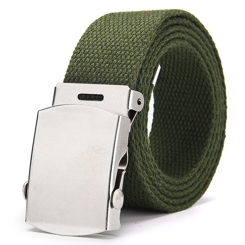 Women's & Men's Classic Military Buckle Canvas Korean Style Youth Pant Plain Belts