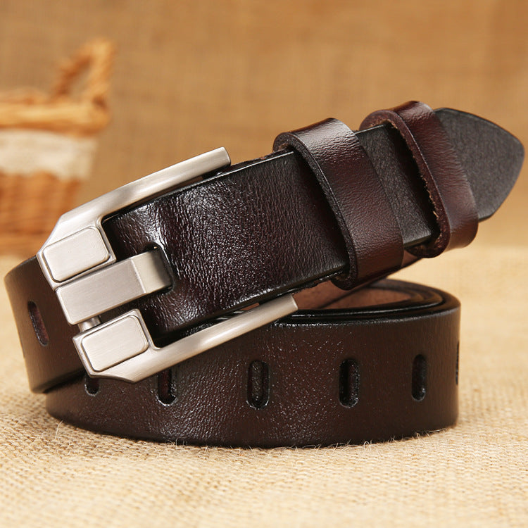 Women's Genuine Leather Retro Pin Buckle Cowhide Belts