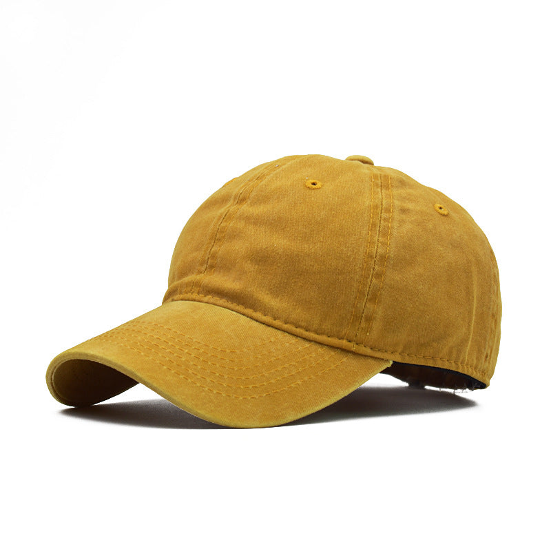 Men's Washed Pure Cotton Solid Color Light Hats & Caps