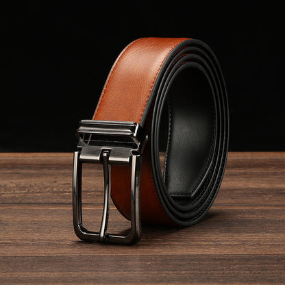 Men's Clipped Button Leather Business Pin Buckle Belts