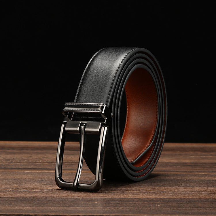 Men's Clipped Button Leather Business Pin Buckle Belts