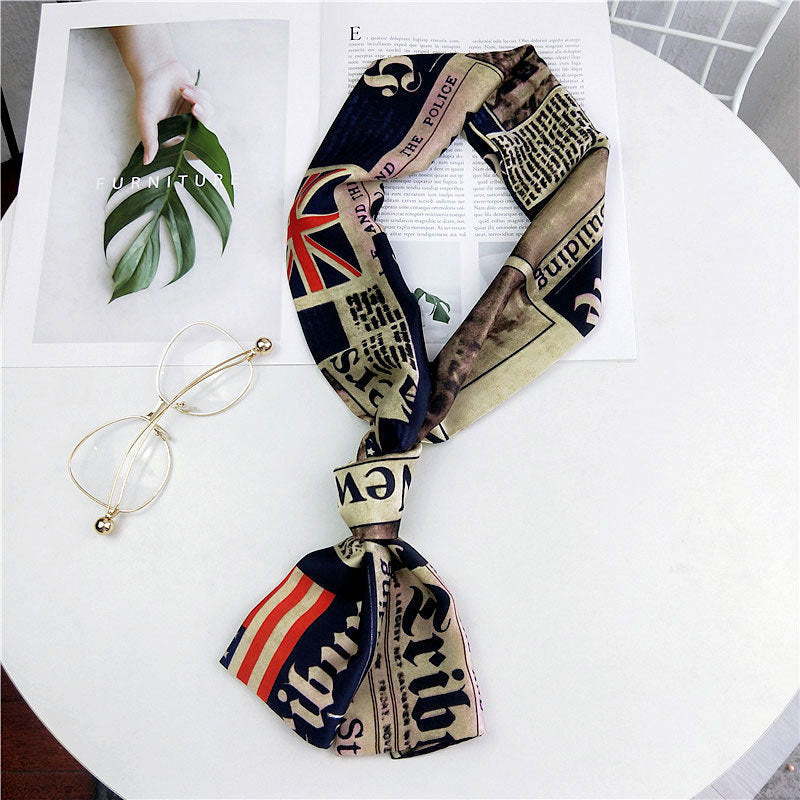 Women's Long Small Silk Autumn Summer Double-sided Versatile Scarfs