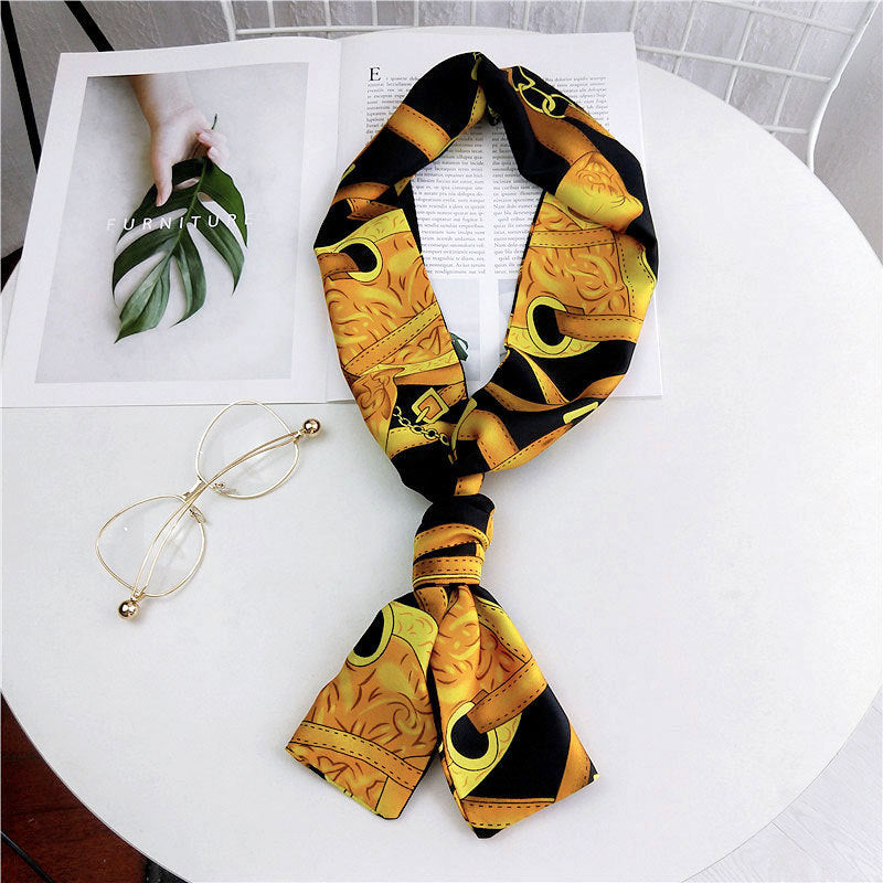 Women's Long Small Silk Autumn Summer Double-sided Versatile Scarfs