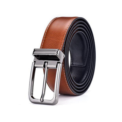 Men's Clipped Button Leather Business Pin Buckle Belts