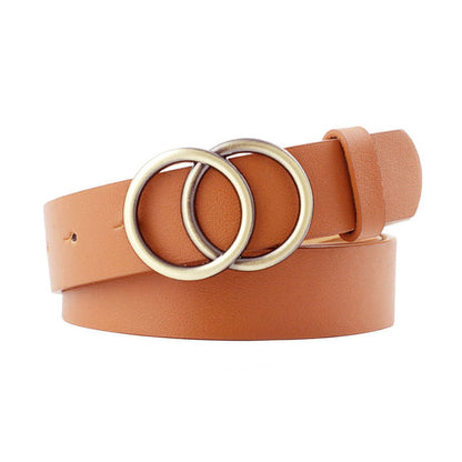 Women's Bronze Round Buckle Fashion Decorative Band Belts