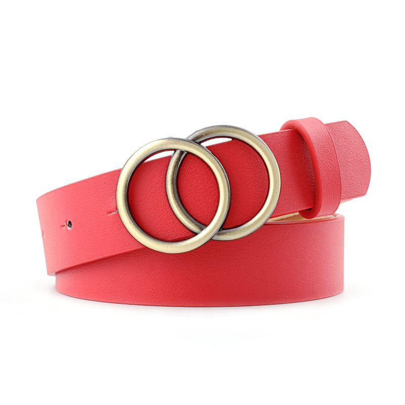 Women's Bronze Round Buckle Fashion Decorative Band Belts