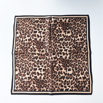 Silk Square Female Leopard Print Style Scarfs