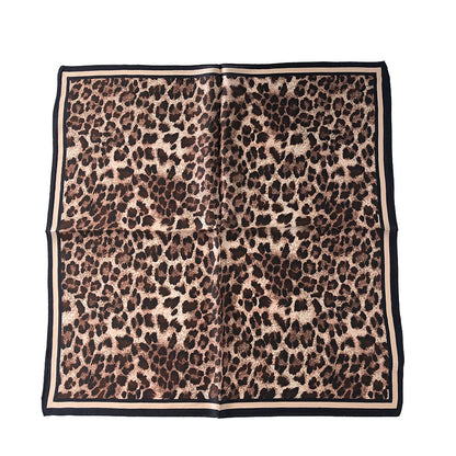 Silk Square Female Leopard Print Style Scarfs