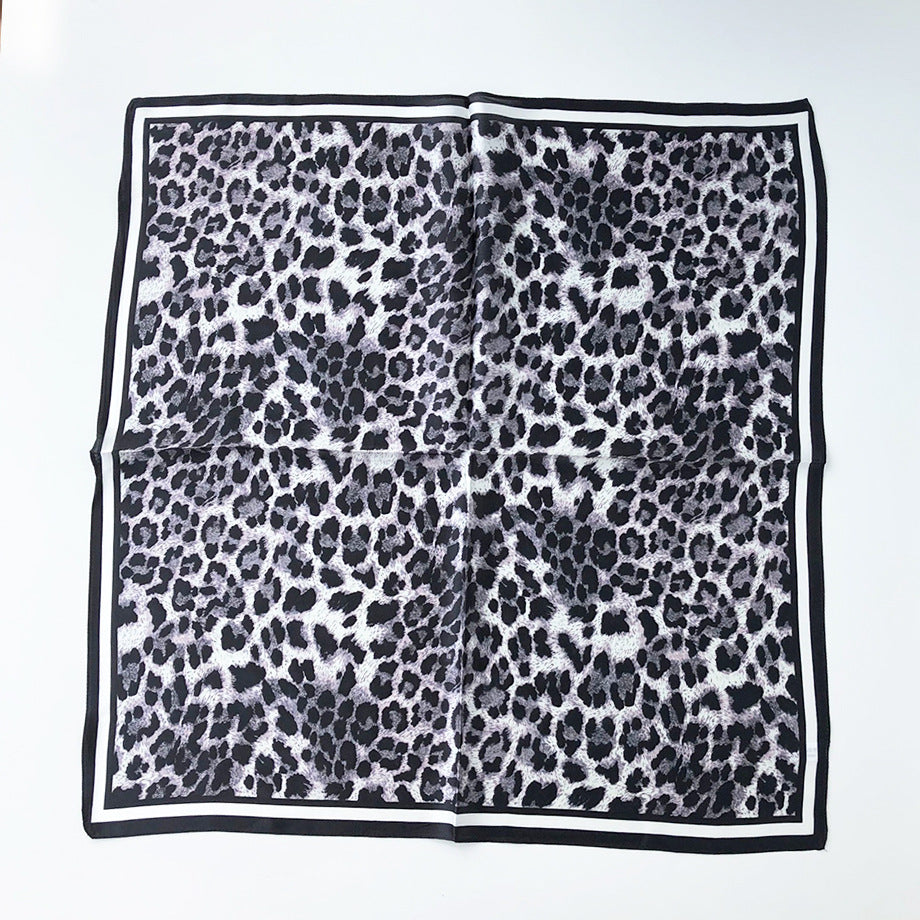 Silk Square Female Leopard Print Style Scarfs