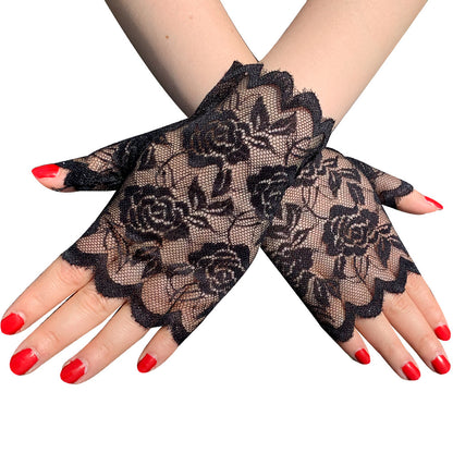 Women's Summer Driving Sunscreen Lace Short Half Gloves