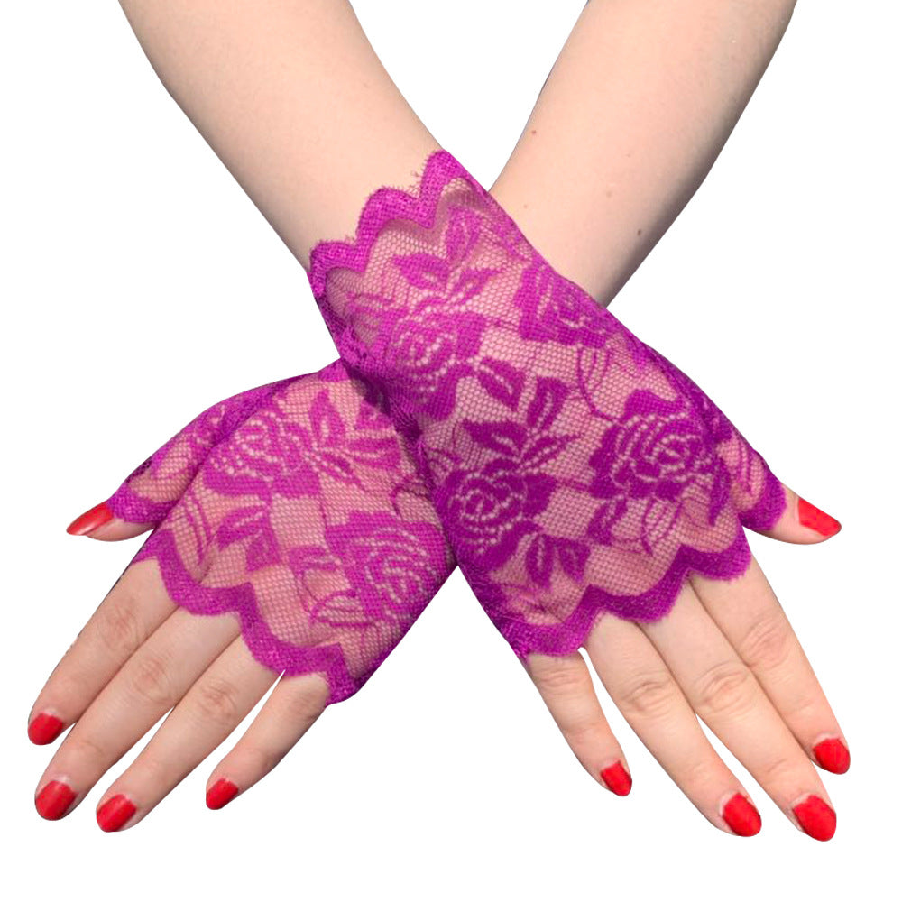 Women's Summer Driving Sunscreen Lace Short Half Gloves