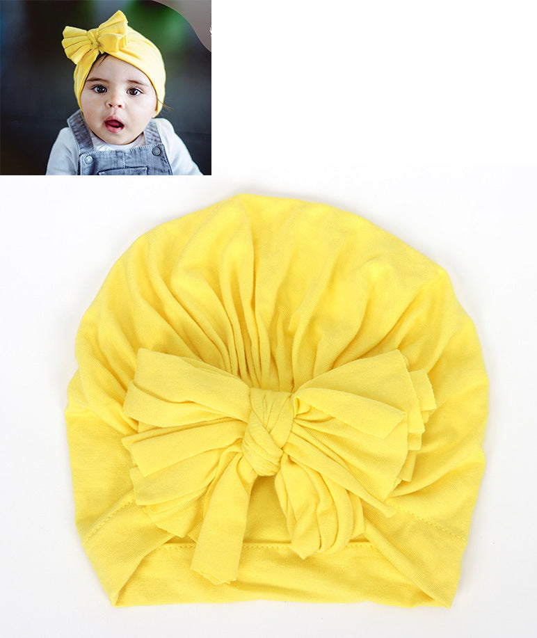 Children's Color Knotted Bow Hat Born Cotton Kids' Headwear