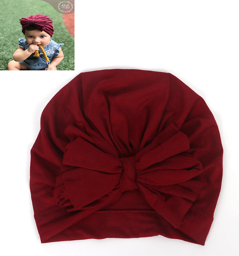 Children's Color Knotted Bow Hat Born Cotton Kids' Headwear