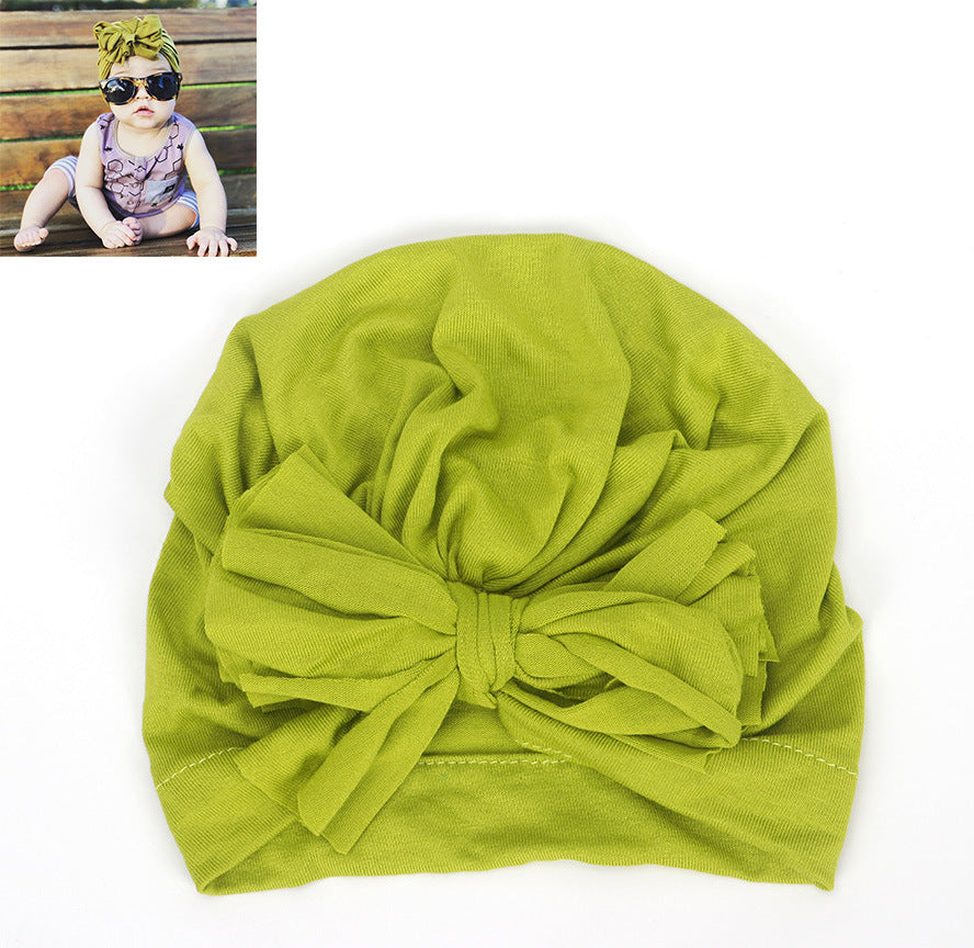 Children's Color Knotted Bow Hat Born Cotton Kids' Headwear