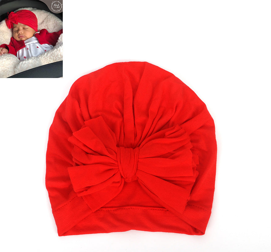 Children's Color Knotted Bow Hat Born Cotton Kids' Headwear