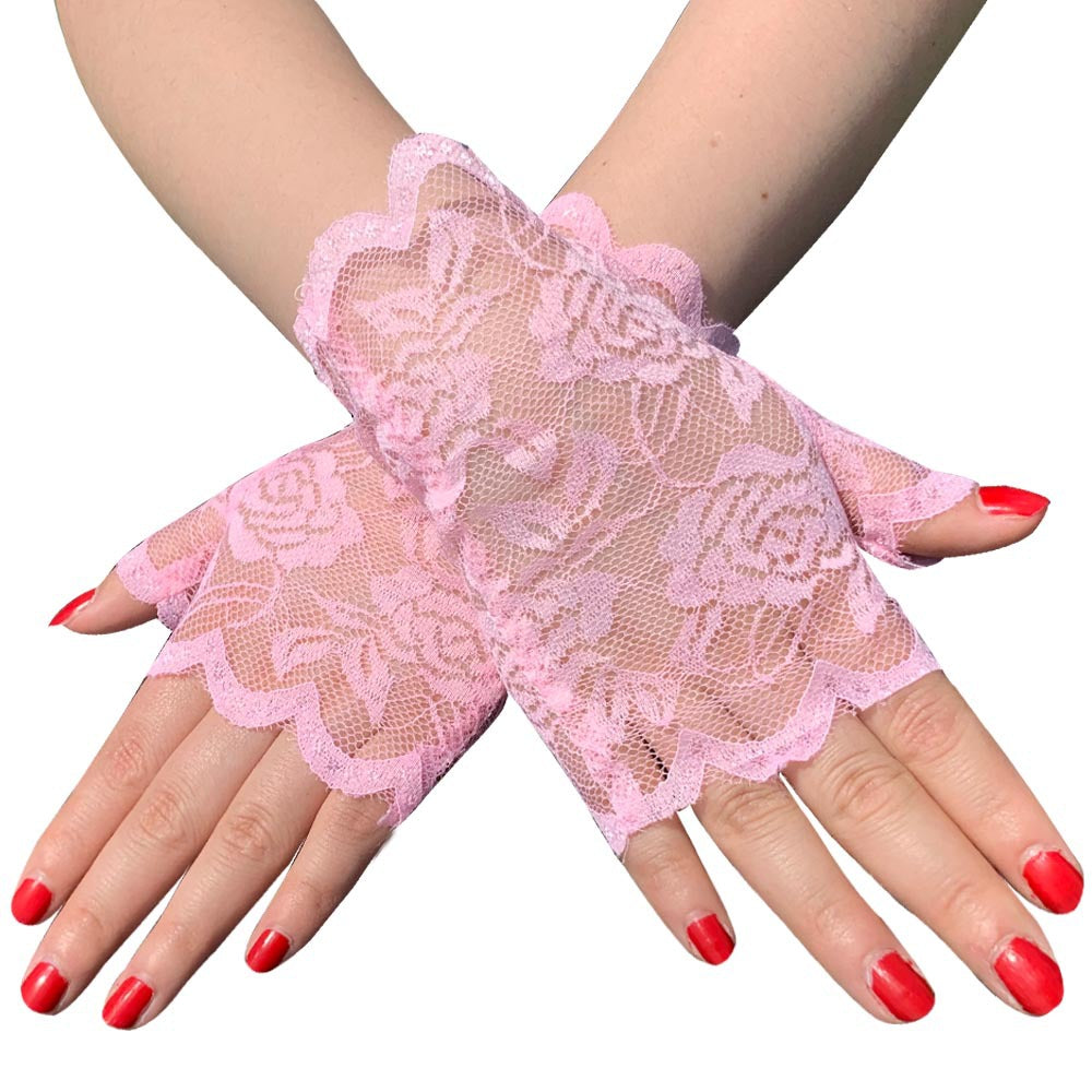 Women's Summer Driving Sunscreen Lace Short Half Gloves