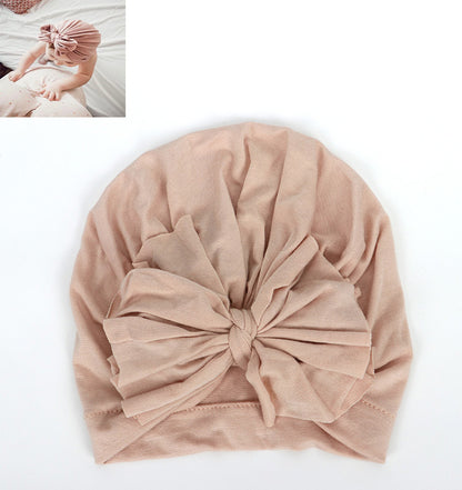 Children's Color Knotted Bow Hat Born Cotton Kids' Headwear