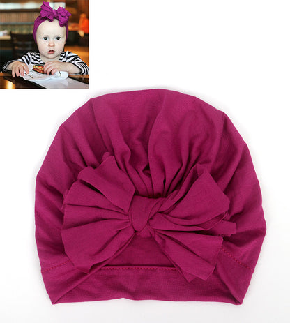 Children's Color Knotted Bow Hat Born Cotton Kids' Headwear