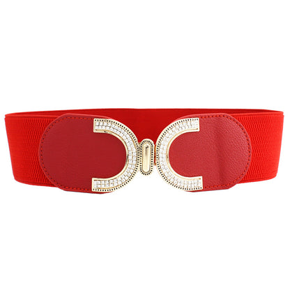 Women's Waist Seal Sweet Double Buckle Dress Belts