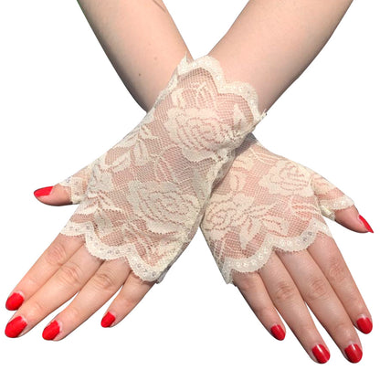 Women's Summer Driving Sunscreen Lace Short Half Gloves