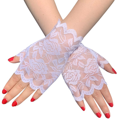 Women's Summer Driving Sunscreen Lace Short Half Gloves