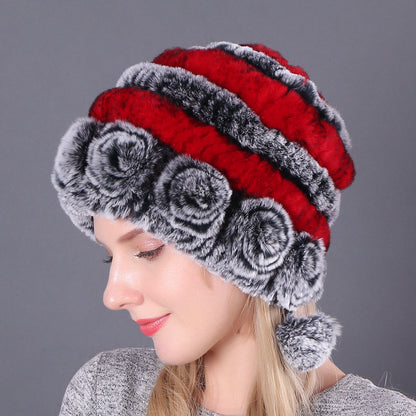 Women's Warm Thickened Earflaps Fur Rex Rabbit Hats & Caps