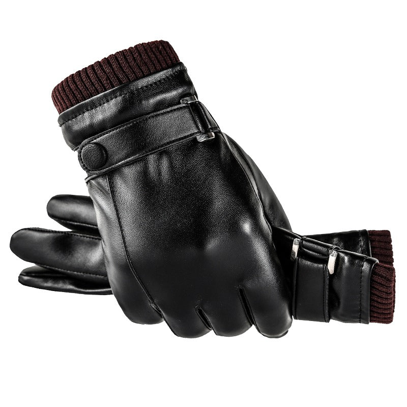 Men's Side Open Button Waterproof Touch Screen Gloves