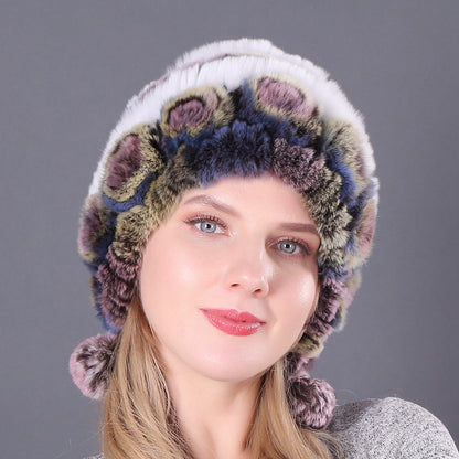 Women's Warm Thickened Earflaps Fur Rex Rabbit Hats & Caps