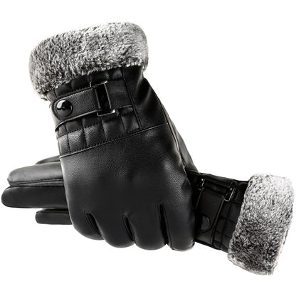 Men's Side Open Button Waterproof Touch Screen Gloves